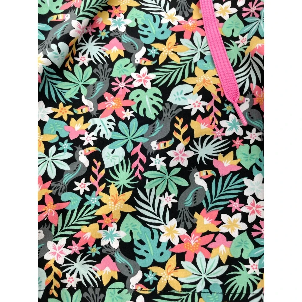 Chubbies Men Medium Black Tropical Floral Swim Shorts Trunks 7